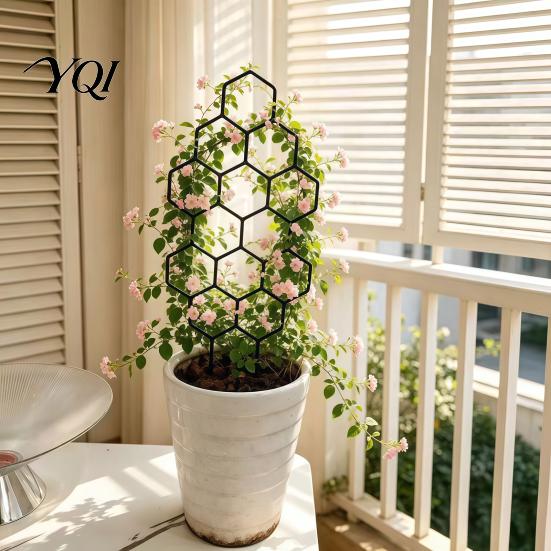 Metal Plant Trellis for Climbing Plants Honeycomb Potted Plants, 13.8" Small Support Modern Desk Indoor Hoya Pothos Ivy And Houseplants, Decorative