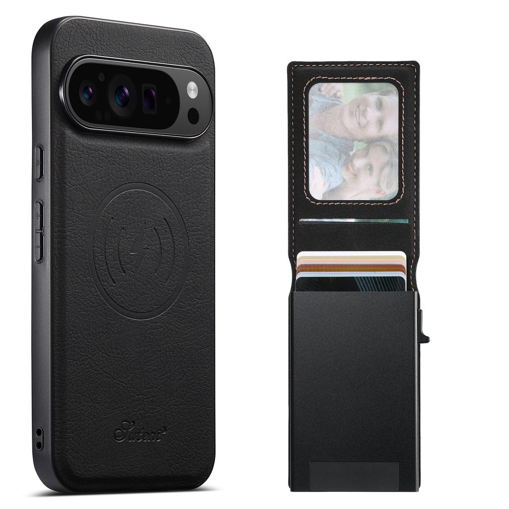 SUTENI H19 For Google Pixel 10 Pro XL Magnetic Case Card Holder Kickstand Litchi Texture Leather Back Cover