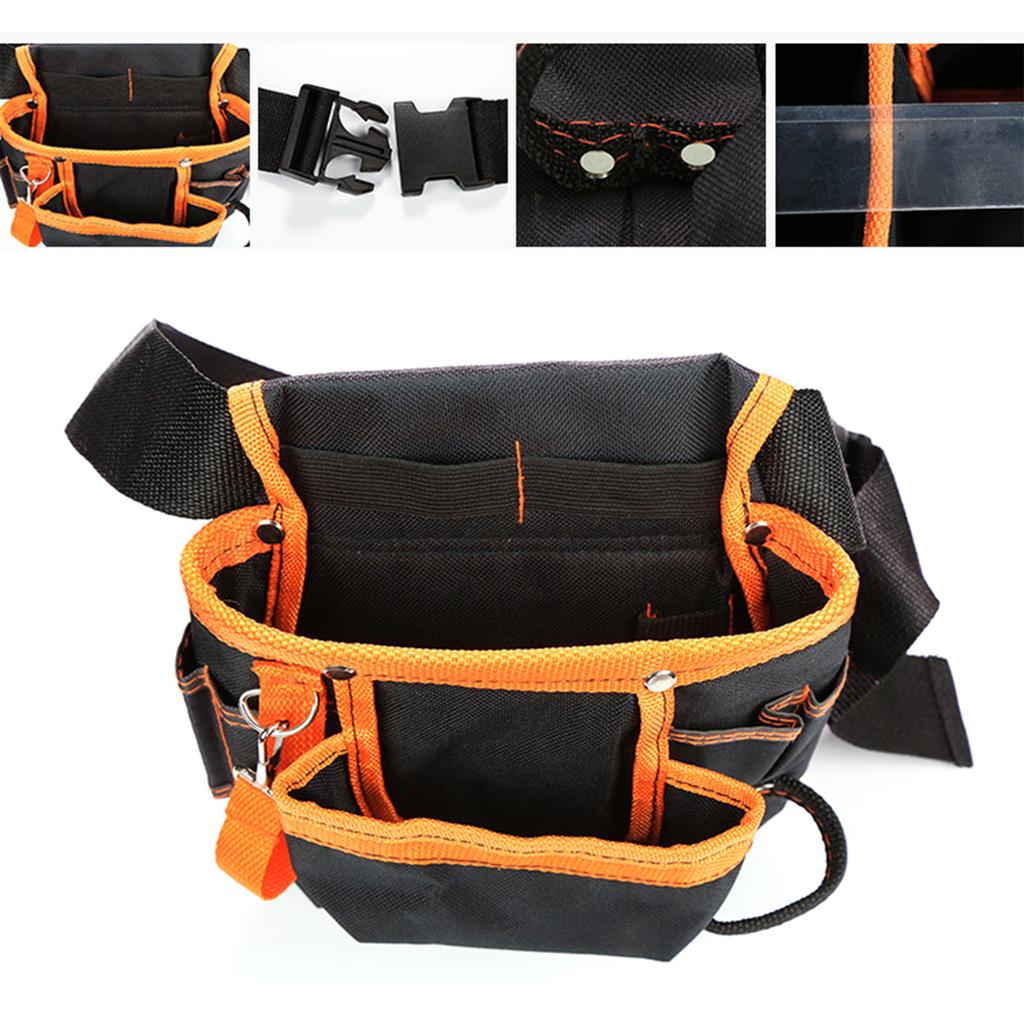 600D Oxford Cloth Tool Bag with 8pcs Pockets Maintenance Special Electrician Belt Bag Practical Hardware Tool Waist Bag