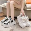 Fashion 8CM High Platform Shoes Women Spring Autumn Chunky Sneakers Thick Sole Leather Casual Shoes Breathable Sneakers Woman Size 35 40