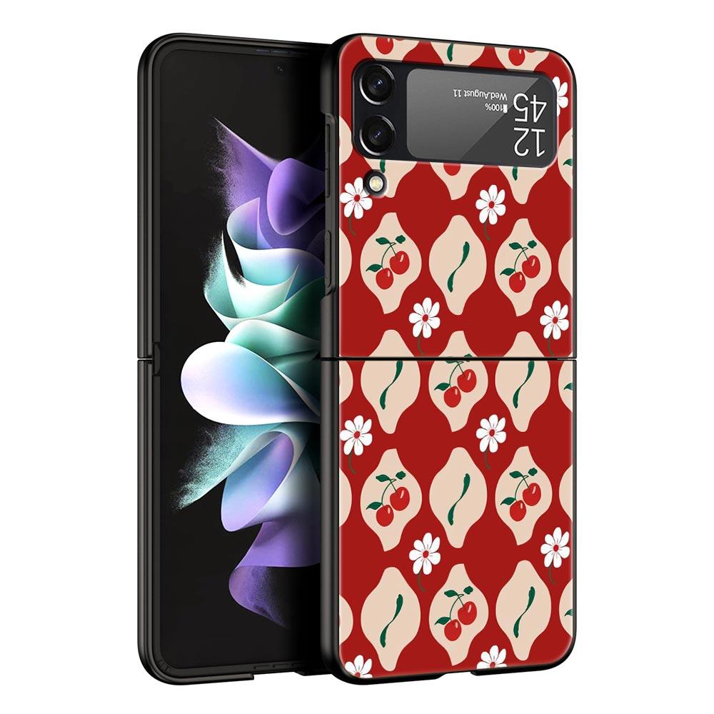 Чехол для телефона Samsung Galaxy Z Flip 3 4 5 6 7 Складной Для Samsung Z Flip4 Flip5 Жесткая ПК Крышка Стильный Дизайн с Цветочным Узором