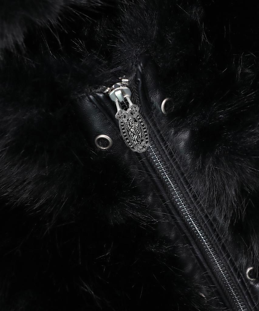 Badblood Viper 81 Hooded Fur Jacket - Black