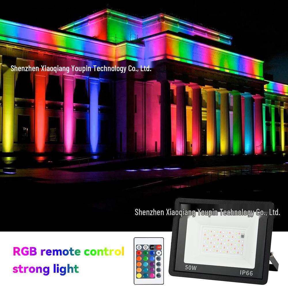 Водонепроницаемый уличный светодиодный прожектор RGB-W с автоматическим семицветным миганием для парковых ландшафтов