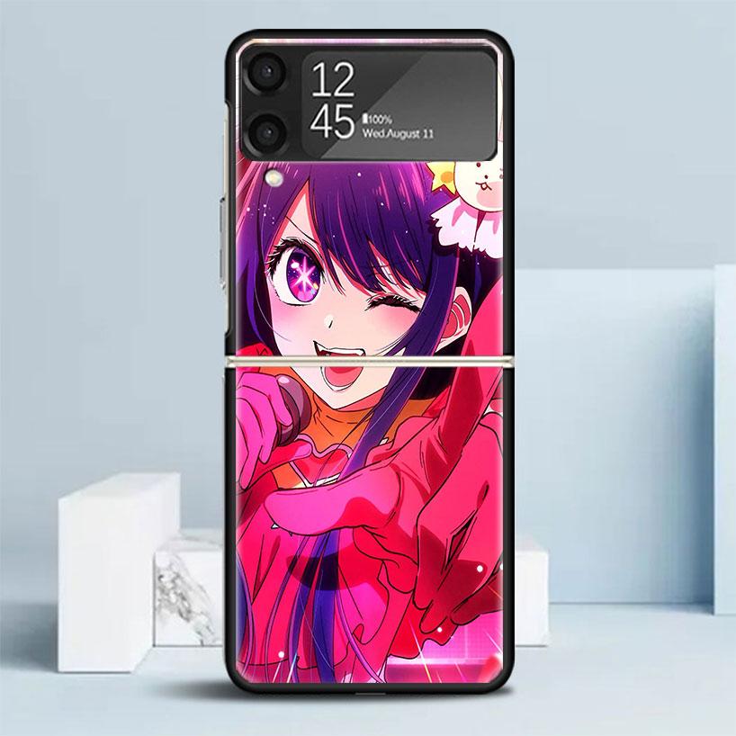Черный чехол Oshi No Ko для телефона Samsung Galaxy Z Flip 7 6 5 4 3 5G Чехол-раскладушка Flip7 Flip6 Flip5 Flip4 Flip3 Чехол с рисунком Galaxy Z Fli