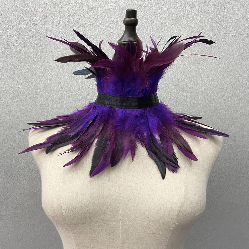Women Cosplay Accessories Halloween Decor Gothic Clothes Feather Scarf Fur Shawl
