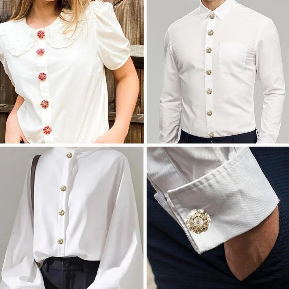 2PCS Rhinestone Rhinestone Button Cover DIY Accessories Alloy Cufflinks Button Cover Shirt Button Box
