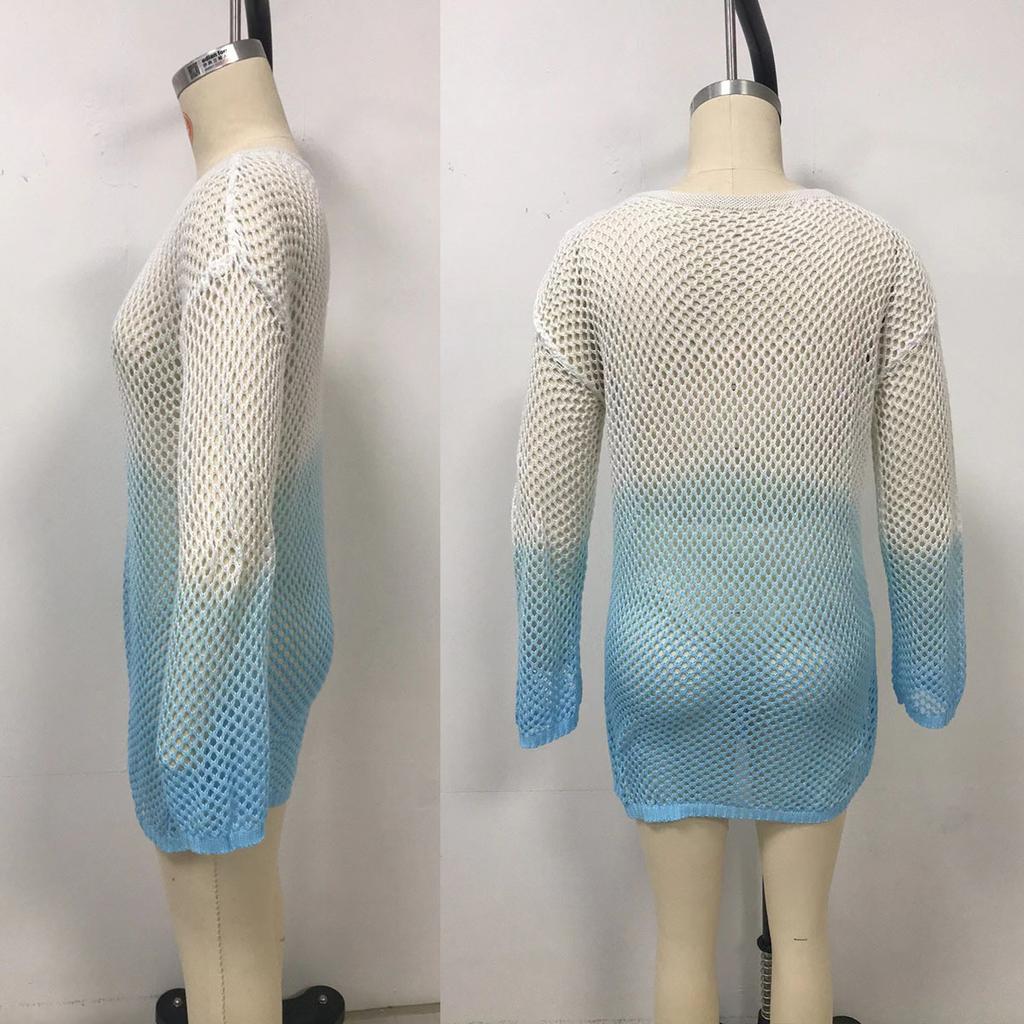 Женский открытый сексуальный бикини внешний градиент пляжный пуловер с длинным рукавом накидка