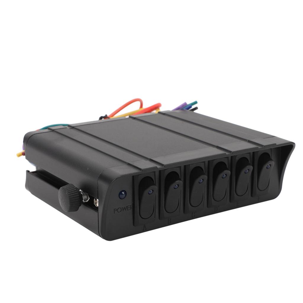6 Gang Rocker Switch Box DC12V to 24V 40Amp SPST Toggle Switch Panel Box for Automotive Car Vehicle Boat RV SUV Blue