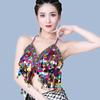 Women Bra Top Sequin Tassel Halter Neck Waist-exposure Backless Sleeveless Belly Dance Boho Festival Top Clubbing Tribal Bra Performance Exotic Top