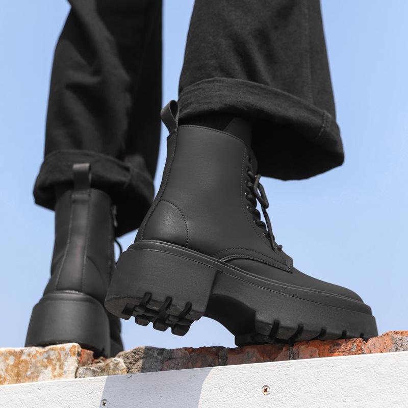 Ботинки мартин мужские простые и универсальные новые осенне-зимние бархатные на платформе мужские туфли черные рабочие ботинки 30366-J