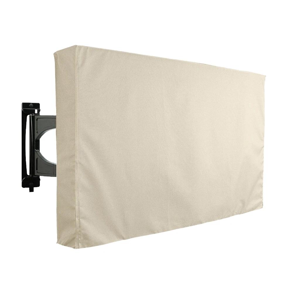 1 шт. Черный водонепроницаемый чехол для телевизора для использования на открытом воздухе - Прочная ткань, застежка на шнурке, совместим с большинством креплений и подставок