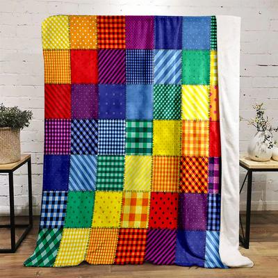 Colorful Patchwork Quilt Design Print Blanket Soft and Cozy Perfect for the Living Room Bed Sofa or a Nap,gift