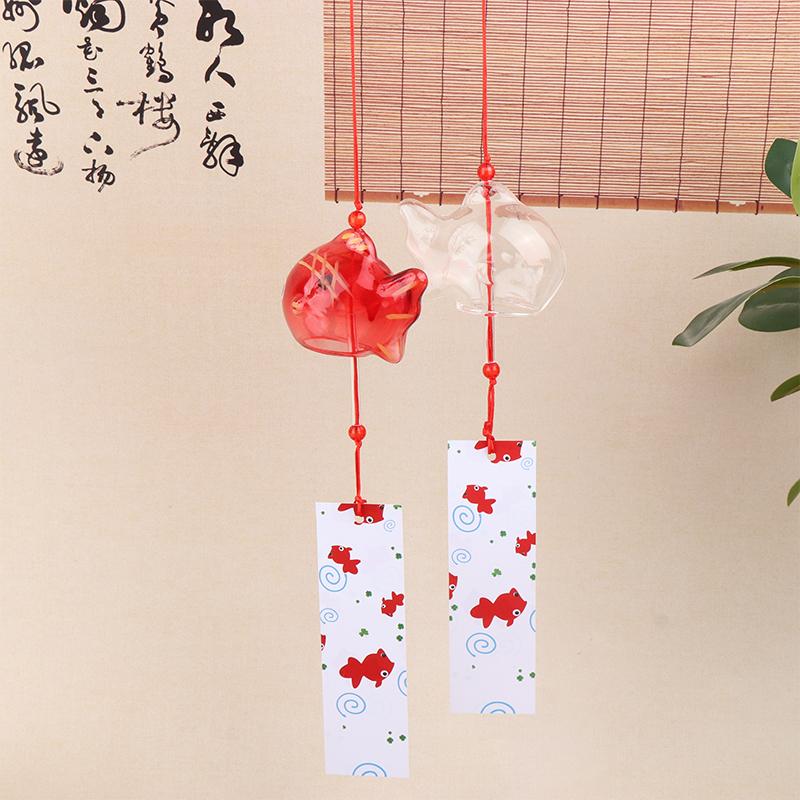 Wind Chime Chimes Japanese Glass Goldfish Garden Hanging Outdoor Decor Pendant Furin Decorative Fish Ornament