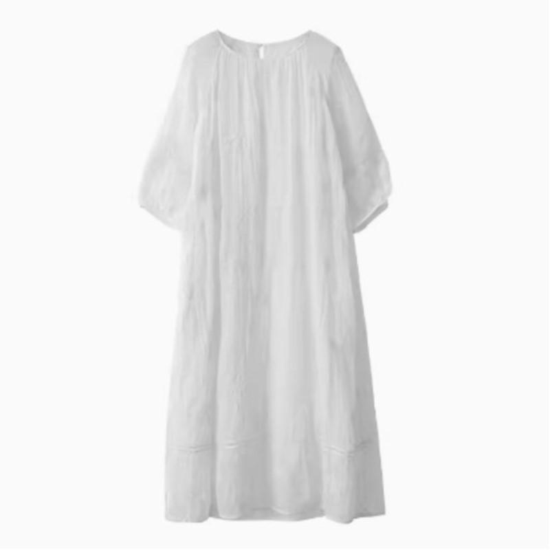 Johnature Женское осеннее модное свободное платье с вышивкой и длинными рукавами, повседневное платье с круглым вырезом и рукавами-фонариками