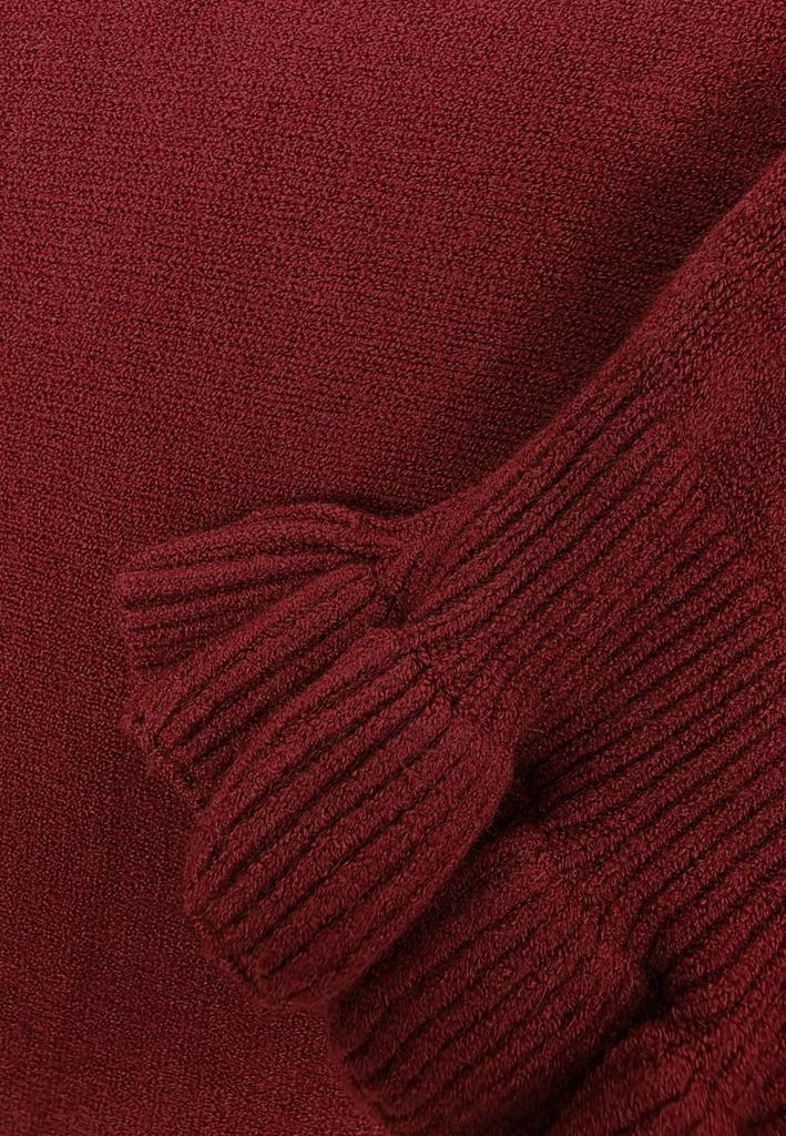 Sweter Z Falbankami - Bordowy Sweter Damski - M1257 R. Xl