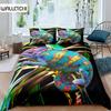 Chameleon Duvet Cover Set 3D Wild Animal Theme Twin Bedding Set Wildlife Comforter Cover Boys Green Leaf Polyester Quilt Cover