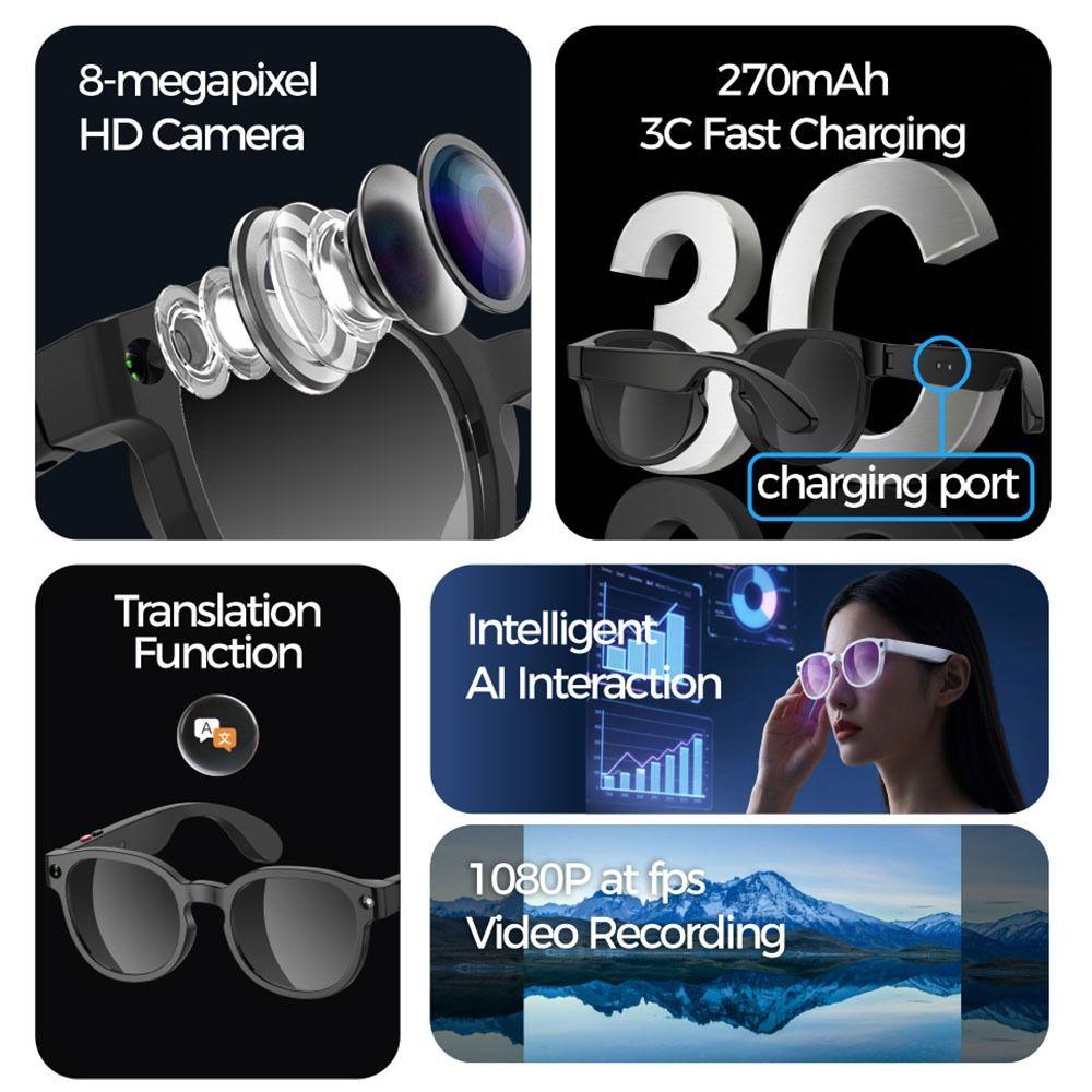 Real-time Translation AI Smart Glasses 2 in 1 Intelligent Eye Glasses  Voice Call