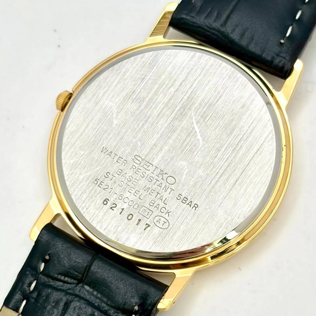 Часы SEIKO Spirit Золотые 621017 Новый ремешок [Новая батарейка] Мужские 5E21-6C00