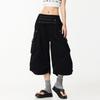 Y2K Retro Loose Fit Cotton Cargo Shorts Men Women - Wide Leg Cropped Pants With Large Pockets Casual Wear