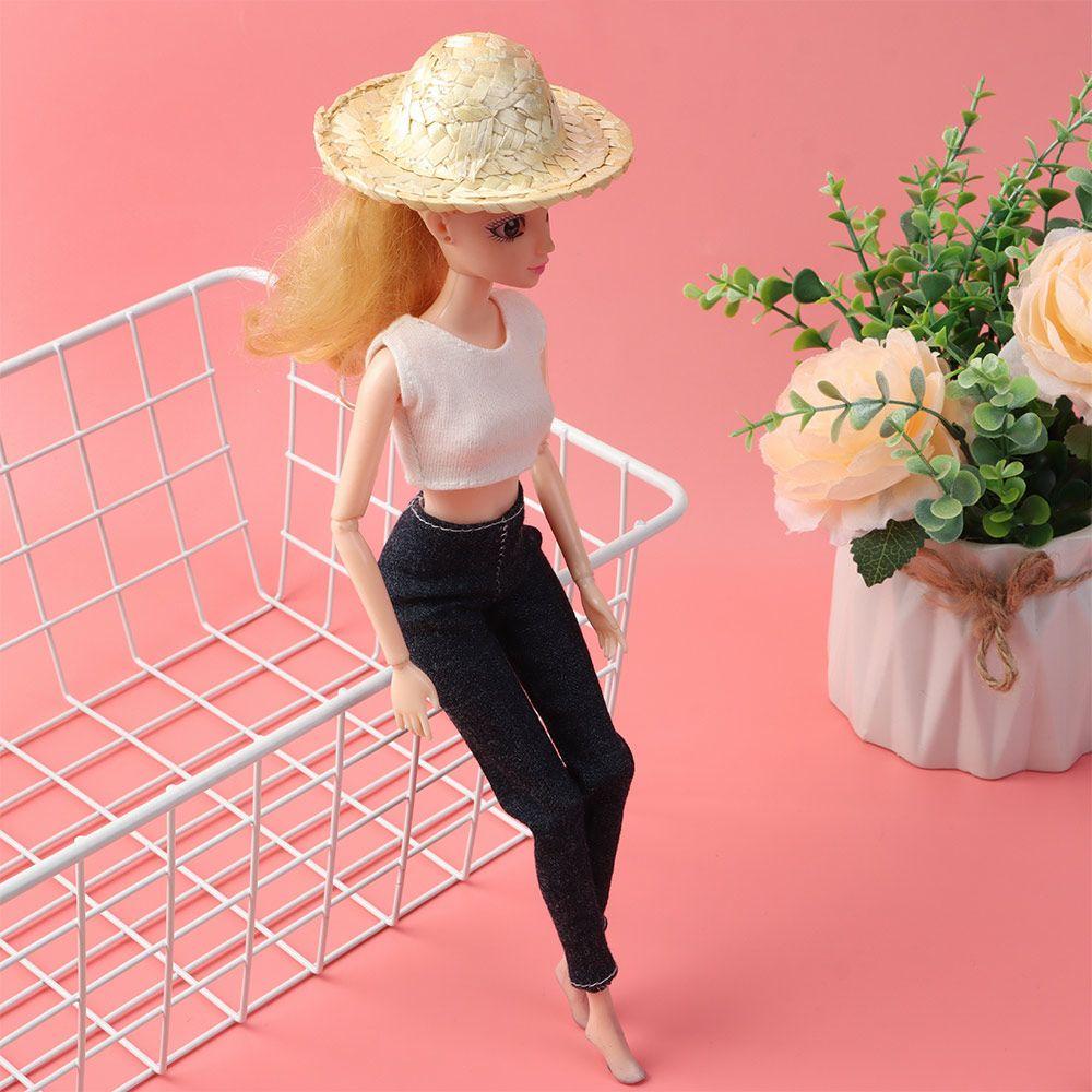 Yellow Multiple Sizes Crafts Woven Straw Hat Doll Accessories Doll Caps DIY Decoration