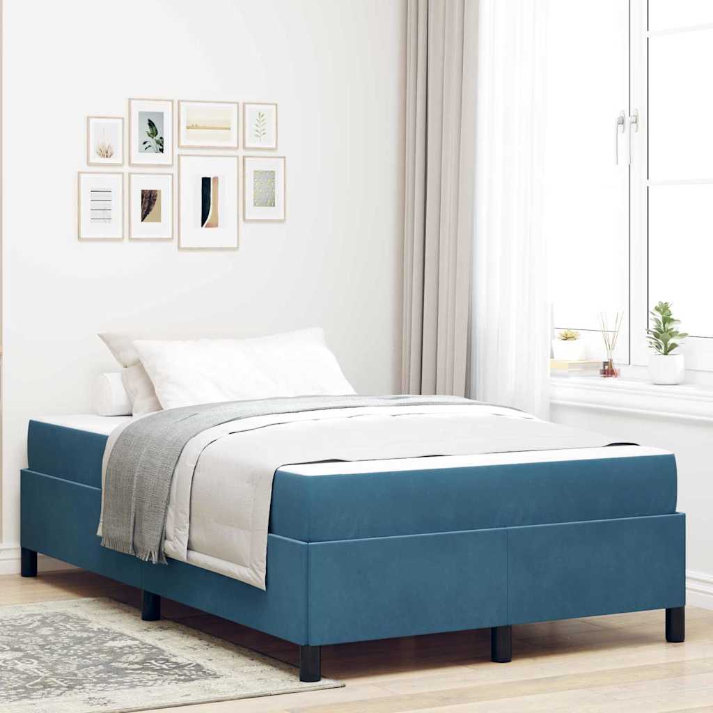 Bed Frame with Mattress Dark Blue 120 x 190 cm Fabric