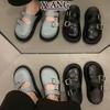 Denim Bag Head and Half Slippers, Wearing Summer Muffin Thick Soles To Increase the Height of Women's Cool Slippers 2025 New Boken Shoes