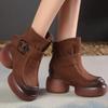 2024 коричневые длинные сапоги женские на платформе эластичные носки сапоги британские ветровые шоу тонкие ботильоны с металлической пряжкой 35-40