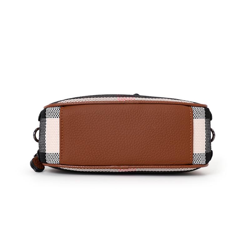 Женская сумка через плечо Aidrani Checkered, из холщовой воловьей кожи, круглая, коричневого цвета