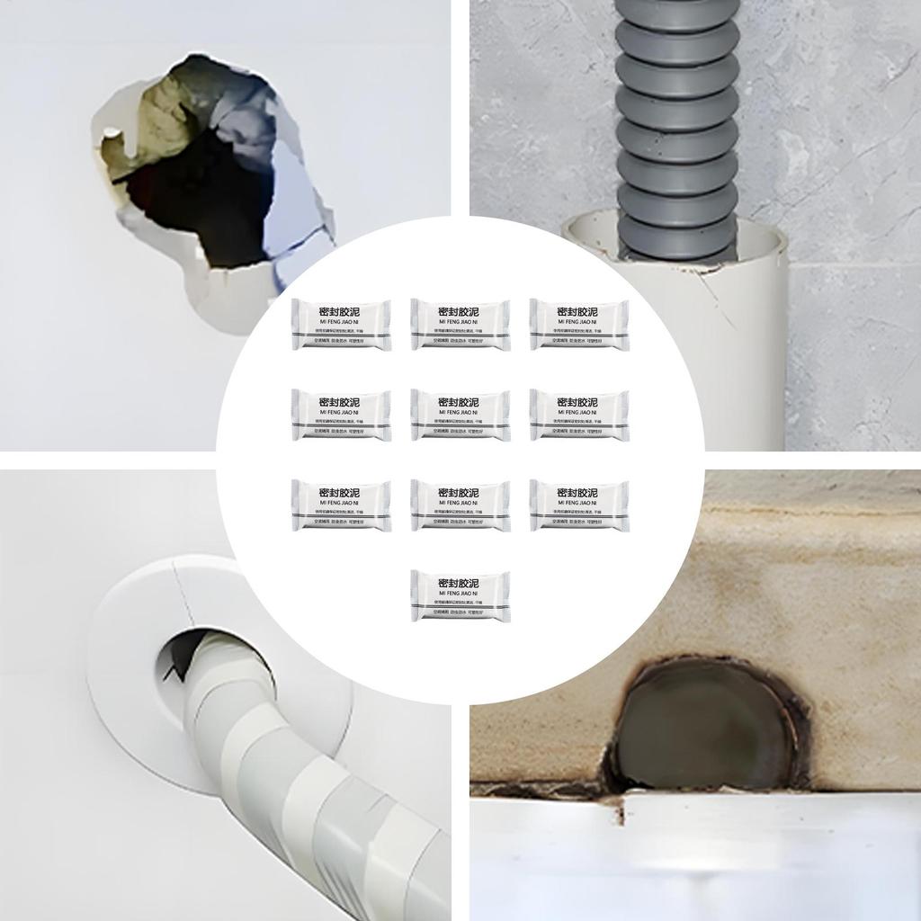 10 шт. Водонепроницаемый герметик Мастика Быстросохнущая глина для заделки Шпатлевка для герметизации воздуховодов для канализационных труб Отверстия в стенах Отверстия для кондиционеров Ремонт