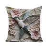 New 3D Imitation Carving Three-dimensional Flower and Bird Print Pillow Case, Fashionable and Simple Living Room Sofa Home Pillow