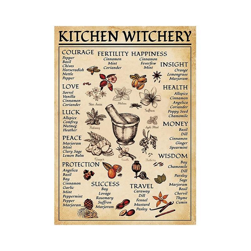 Кухня Забавный Холст Ретро Постер и Принты Украшение Настенные Картины Ведьмы Магия Знания Искусство Живопись Домашний Декор