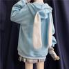 Japanese Style Women Hoodies Sweatwear Blue Pink Top Rabbit Ear Sweater Women Autumn Winter Clothes Loose Plus Velvet Thick Zipper Jacket