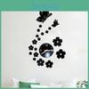 Elegant 3d Mirror Butterfly Flower Clock Wall Sticker Wall Decal For Home Decor
