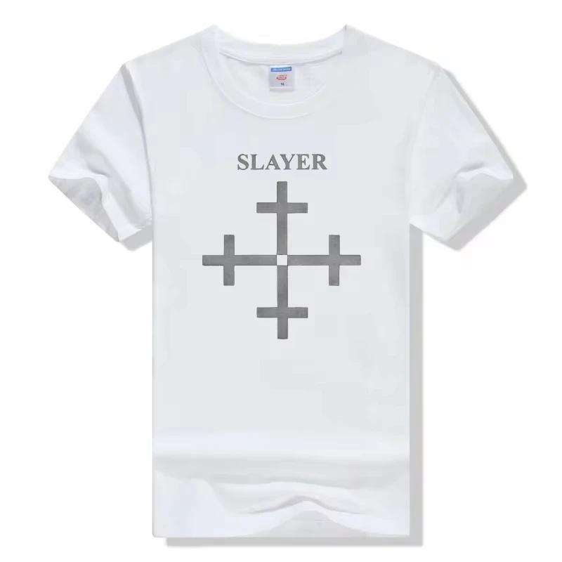 Metal Band TShirt Slayer Printed Fashion Streetwear Crew Neck Short Sleeve Tee Cotton Rock Tops High Quality Unisex