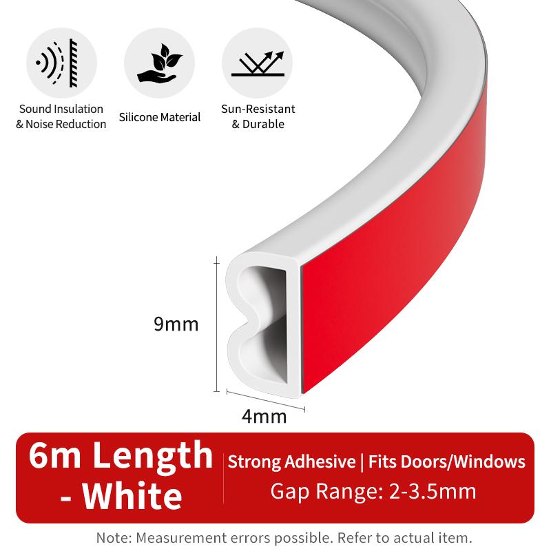 Hot-Selling 6m/Roll Household Door & Window Sealing Strips, Self-Adhesive, Wear-Resistant, Anti-Collision, Soundproof