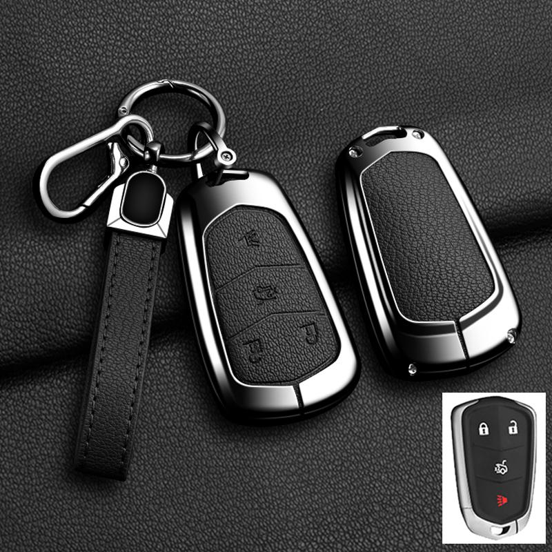 Car Key Case Cover For Cadillac Xt5 XTS CTS SRX ATSL XT4 CT6 ATS Escalade ESV DTS ELR STS 2014-2018 Zinc Alloy Leather Keychain AGY1