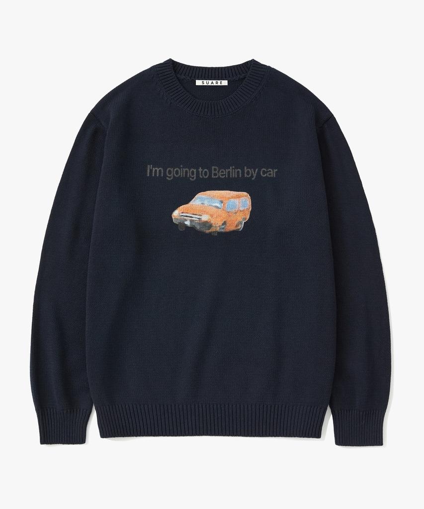 SUARE Хлопковый вязаный свитер Berlin Car Graphic - 3 цвета