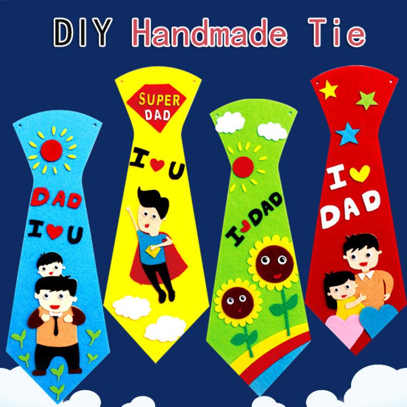 Children DO-IT-YOURSELF Ties Crafts Kindergarten Handmade Tie Educational Toys Fathers Day Birthday Gifts Non Woven Clothing