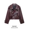 2024 Autumn Women's Retro European-American Motorcycle Jacket with Long Sleeves
