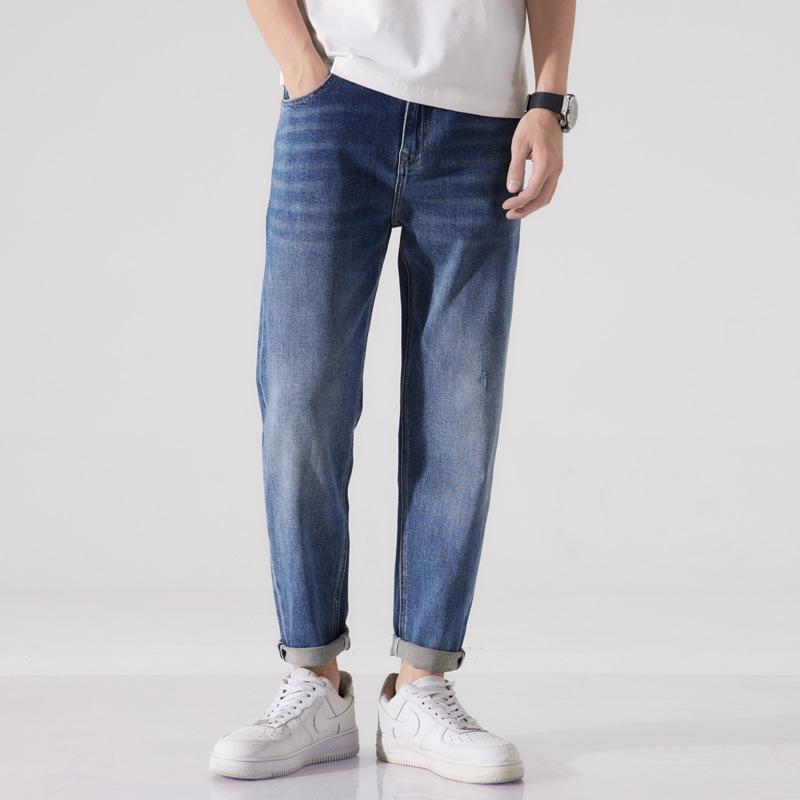 Модные мужские джинсы, свободные прямые брюки, широкие брюки, корейское издание, модные брюки-харун, весенние и осенние леггинсы, повседневные брюки