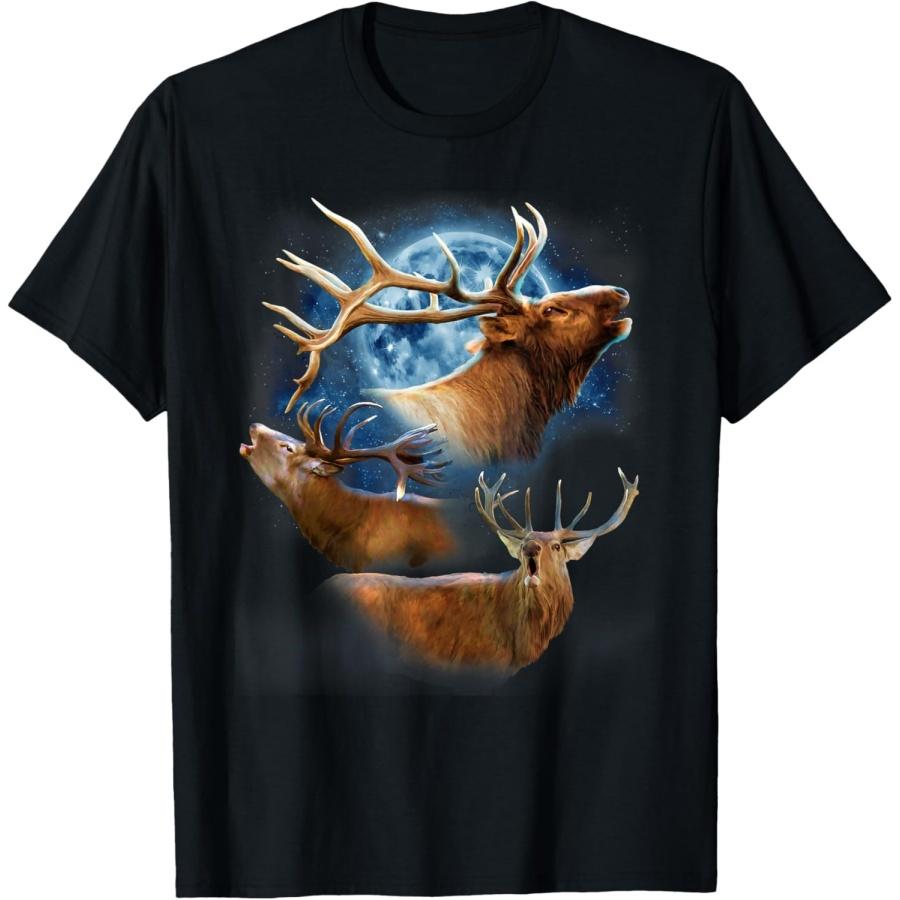 Funny Elk Hunting T-Shirt - Elk Howling at the Moon