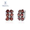 Natural Gems Red Garnet Earrings Simple Design 925 Silver Fine Jewelry for Women Black Friday or Christmas Gift
