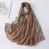 Muslim Women Chiffon Scarves with Lace Side Embroidered Chiffon Hijabs Lace Plain Hijab Patches Decoration