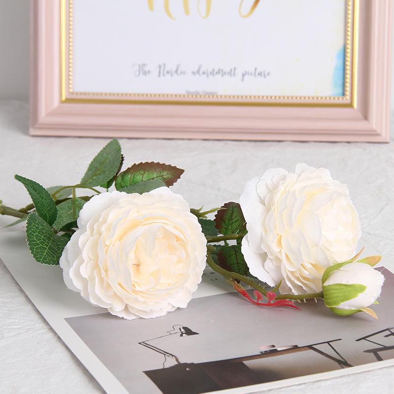 European 3-Head Peony Artificial Flower, Western Rose Design for Home & Wedding Decoration (MW51010)