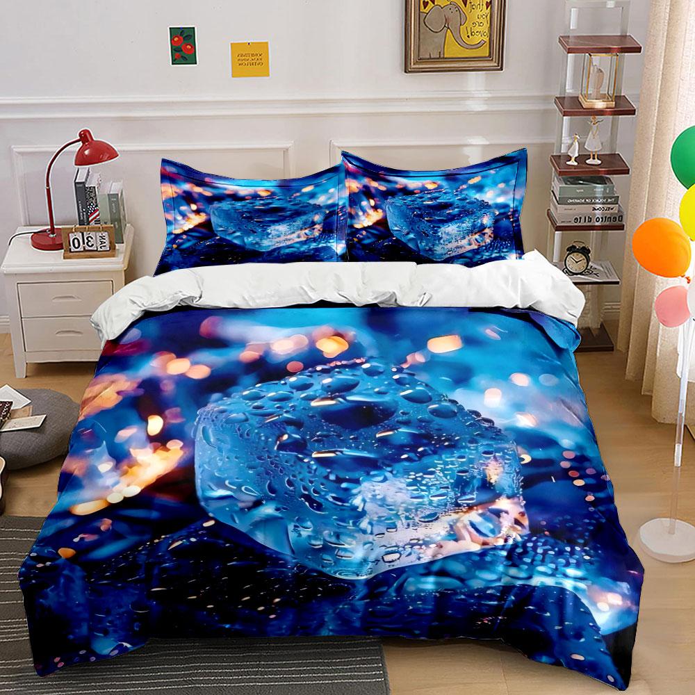 "Ice Cube Themed Decor Set" Bedding Set with 1 Duvet Cover 2 Pillowcases Single Double King Queen, Gift