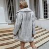 Длинный воротник-стойка из искусственного лисьего меха, пальто из искусственного меха, женское повседневное пальто, осень и зима