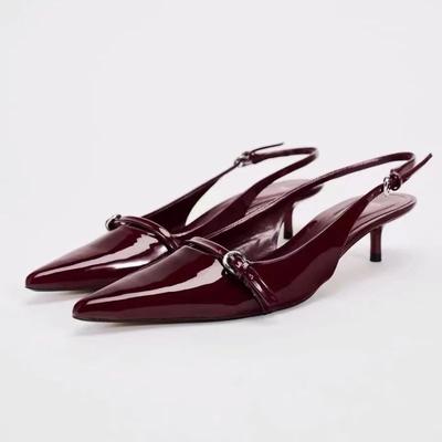 Мода 2025 Новые Летние Женские Сандалии Модные Туфли С Заостренным Носком С Открытой Пяткой Женские Элегантные На Низком Каблуке Вечерние Платье Сандалии