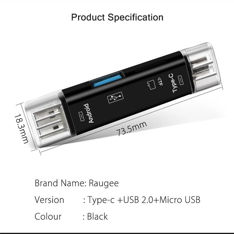 5 в 1 Многофункциональный USB 3.0 Тип C / Usb / Micro Usb / Tf Устройство чтения карт памяти Адаптер для чтения карт OTG