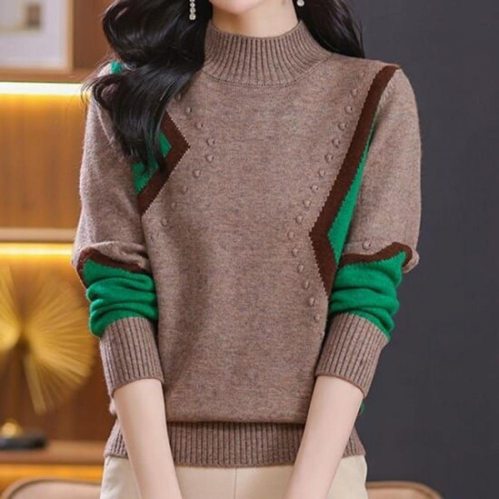 Navava Men VinTage Color DeTail KniT T shirT High Neck Long Sleeve Nk2545