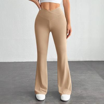 Европейская американская одежда Temu2025 весна лето внешнеторговый темперамент простой однотонный облегающий завышенная талия расклешенные брюки